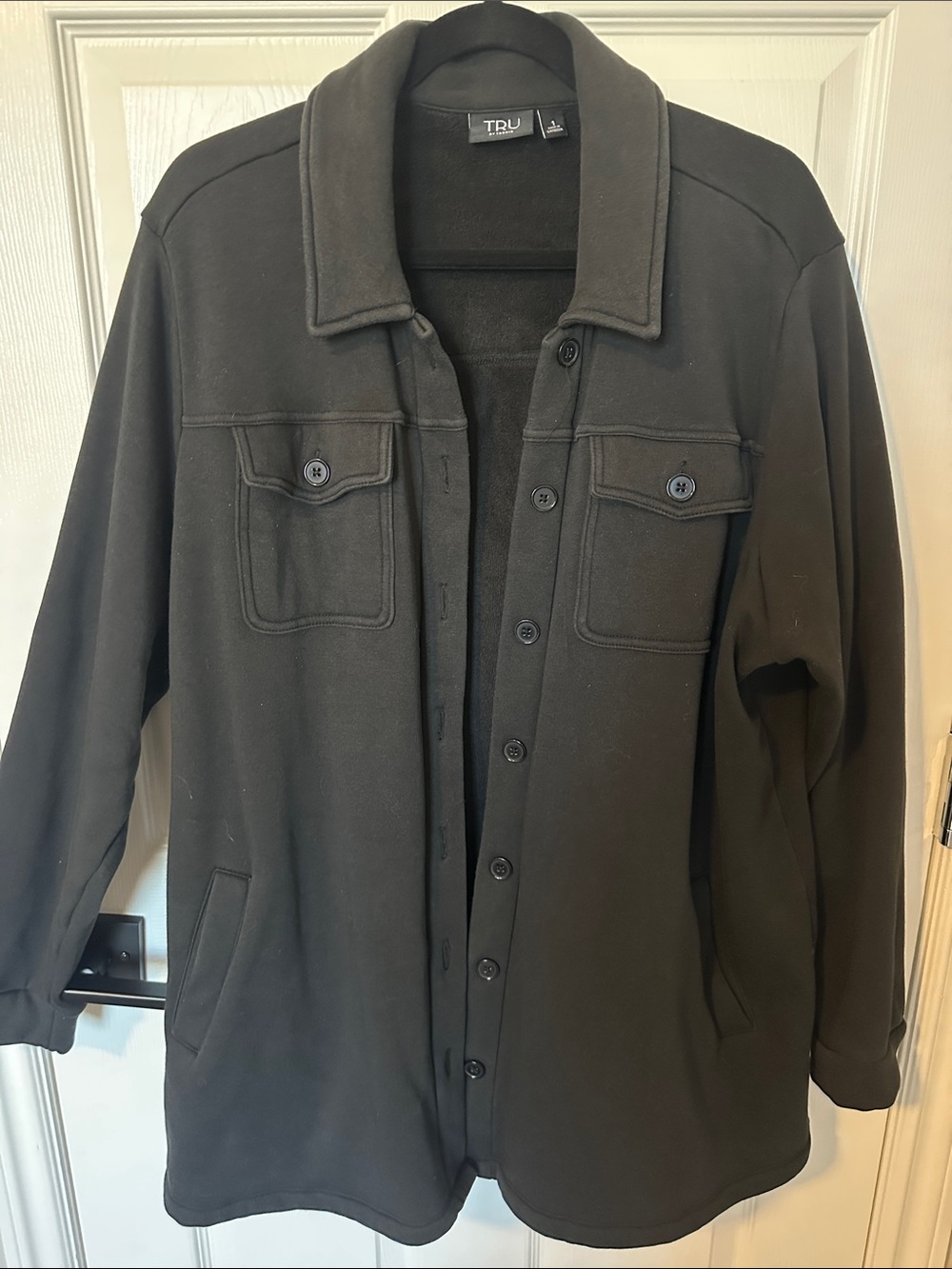 Black Women's Lightweight Button-Front Shirt Jacket